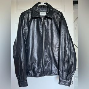 Like-New Men’s HATHAWAY Black Leather Jacket Size Large